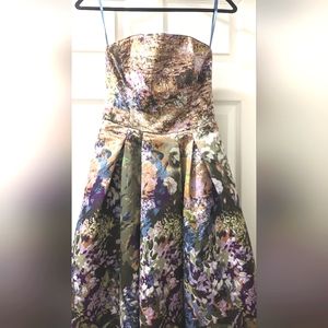 WHBM water color strapless dress